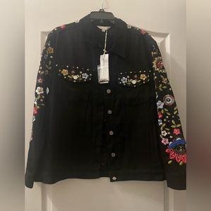 French Connection Black Embroidered and Studded Jacket